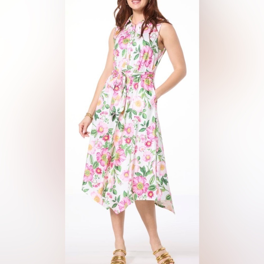 Nina Leonard Floral Print Sleeveless Dress